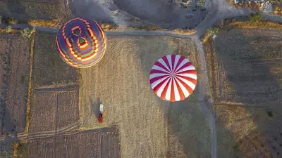 Aerial view of hot air balloons