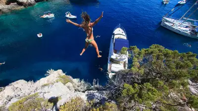 Cliff diving off the coast of Croatia