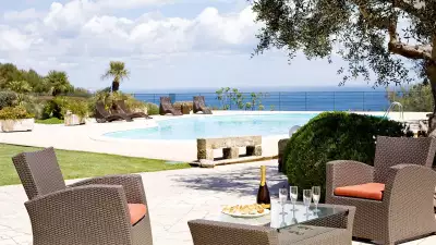 Poolside dining at Tenuta ai Fichi, Puglia, Italy