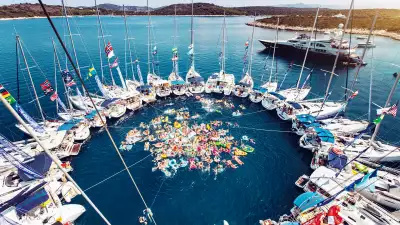 Yachts and people partying in the British Virgin Islands