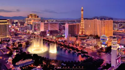 Light show in Las Vegas strip by night
