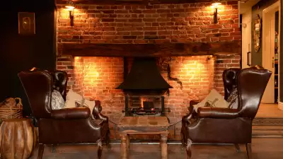 Chairs by the inn's fireside