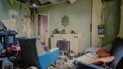 Blue chair and empty house in Outer Hebrides