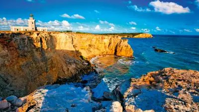 View over cliffs to Los Morillos lighthouse