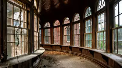 A curved walkway within Taunton State Psychiatric Hospital, Massachusetts