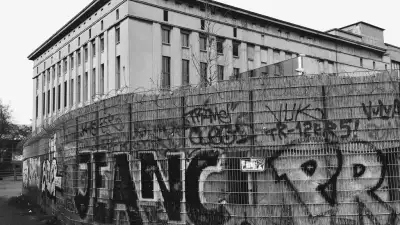 Black and white exterior of Berghain