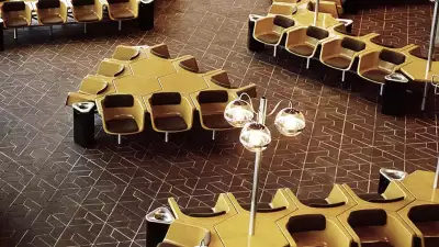 Terminal interiors with lamps and chairs at Berlin Tegel airport