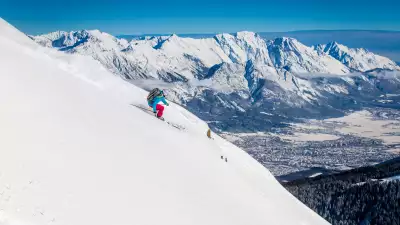 Cross country skiier off piste in Innsbruck, Austria