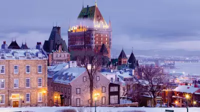 Snow-covered view of Quebec City, Canada