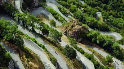 Hairpin bends on an alpine pass in France