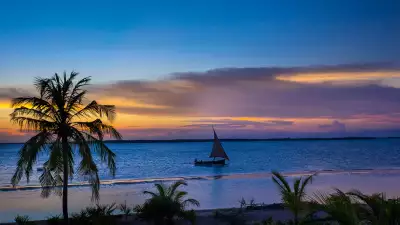 A Kenyan beach at sunset