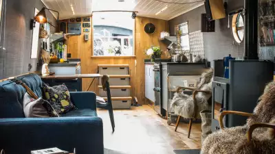Interior of Boatel Osbert, Hackney, London