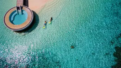 Aerial view of Per Aquum Huvafen Fushi Resort, Maldives