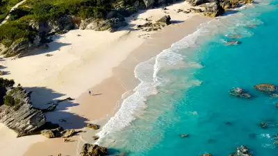Aerial view of a beach in Bermuda