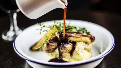 Bangers, mash and jerusalem artichoke at Shoot The Bull, Hull
