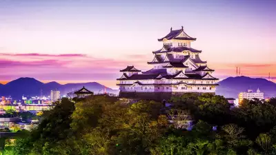 Himeji, Japan dawn at Himeji Castle.