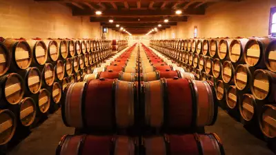 Barrels of wine at Châteua Figeac winery, St-Émilion, Bordeaux