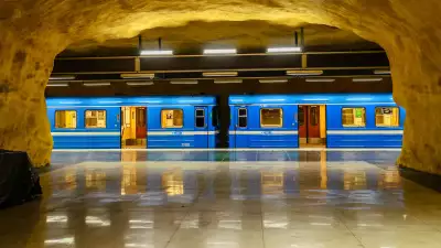 Yellow metro art at Akalla station, Stockholm