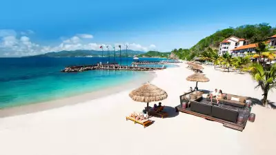 Beach at Sandals resort in the Caribbean