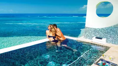 Pool at Sandals over-the-water villas Jamaica