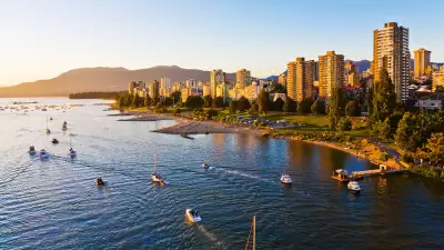Beach and city view in Vancouver, Canada