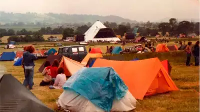 View of the Pyramid Stage at Glastonbury, 1981