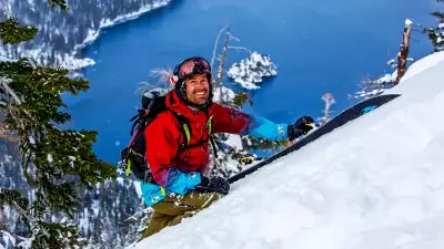 Jeremy Jones hiking to a run