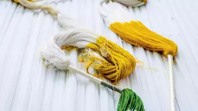 Traditional Uzbek silk dying process and fabric production, Uzbekistan