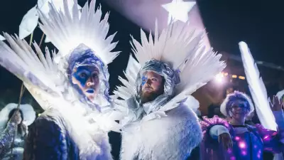 An illuminated procession at Festival No.6 2017