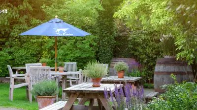 The beer garden at The Pointer at Brill