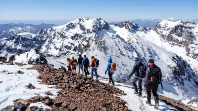 Winter trekking Mount Toubkal in Morocco's High Atlas mountains