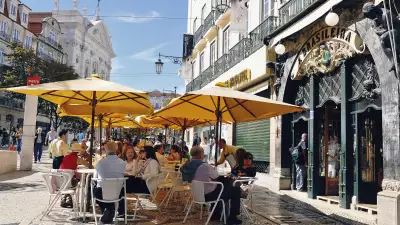 Lisbon, Portugal | People eating al fresco in the Chiado district