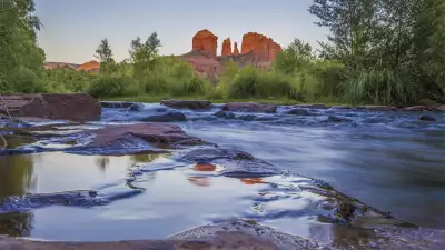 Buttes reflecting in the water outside Sedona, Arizona