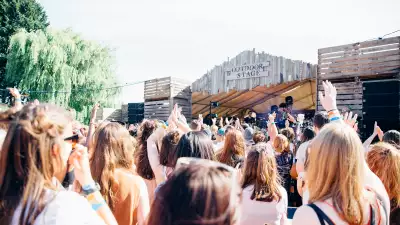 The outdoor stage at Barn on the Farm festival