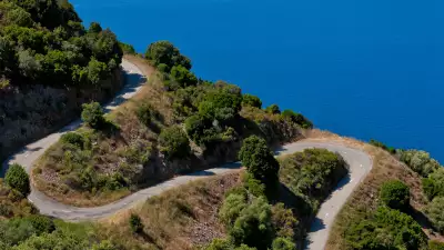 Switchbacks for cycling in Corsica, France
