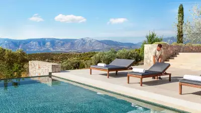 Poolside at Amanzoe luxury resort