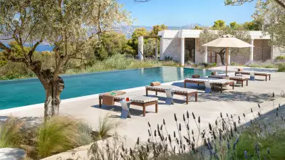 Poolside at Amanzoe luxury resort