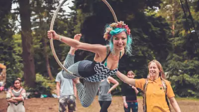 Aerial hooping at Camp Wildfire