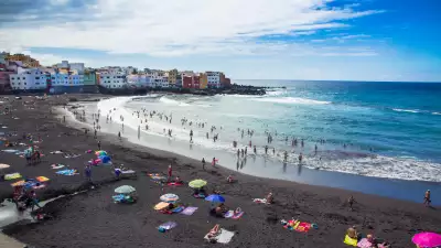 Black-sand beach in Tenerife, Spain