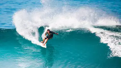 Surfing on the coast of Madeira