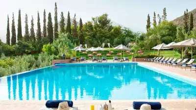 Outdoor pool at Kasbah Tamadot, Morocco