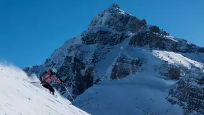 Skiing in the Sunshine Village backcountry in Alberta, Canada