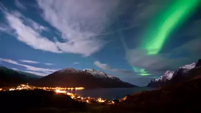 Aurora Borealis above Troms&oslash; in Norway