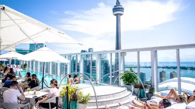 The rooftop pool at the Bisha hotel in Toronto