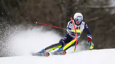 Dave Ryding of Great Britain competes during the Hahnenkamm Rennen in Kitzbuehel, Austria on January 26, 2020