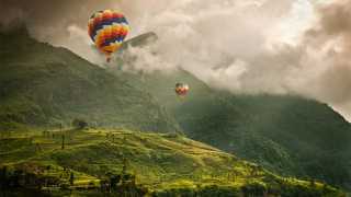Balloons over tea plantations