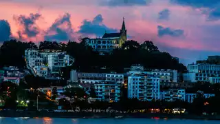 Photograph of Macau Bay at dusk