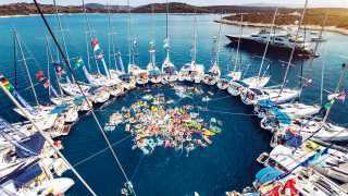 Yachts and people partying in the British Virgin Islands
