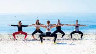 Aerobic fitness on the beach in Ibiza