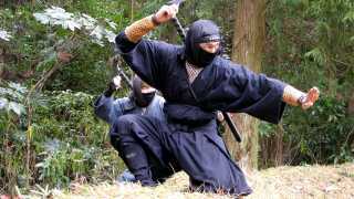 A ninja throwing a shuriken